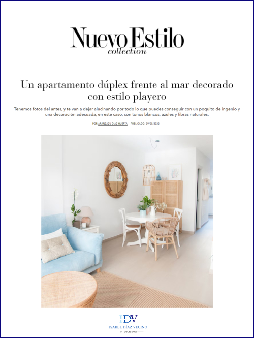 Interiorismo en Tenerife - Artículo de prensa en la revisa Nuevo Estilo agosto 2022